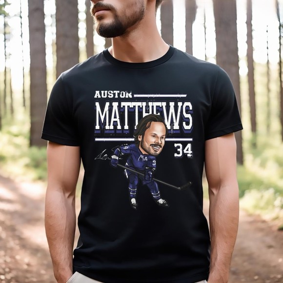 Auston Matthews Toronto Cartoon T-shirt, NHL Unisex Tee, Gift For Fan - Picture 1 of 4